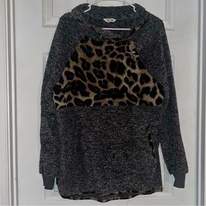 Grey and cheetah print Sherpa